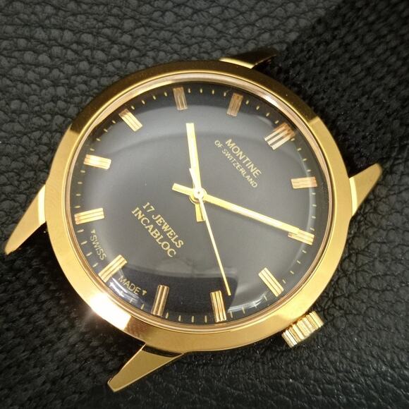 Vintage 1975 Montine Of Switzerland  Manual Mens Gold Watch W/Nato Strap - Picture 6 of 9